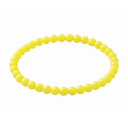 Lemon Yellow 6mm Beaded Bracelet with Glossy Yellow Acrylic Beads, Handmade Bright Colour Jewellery