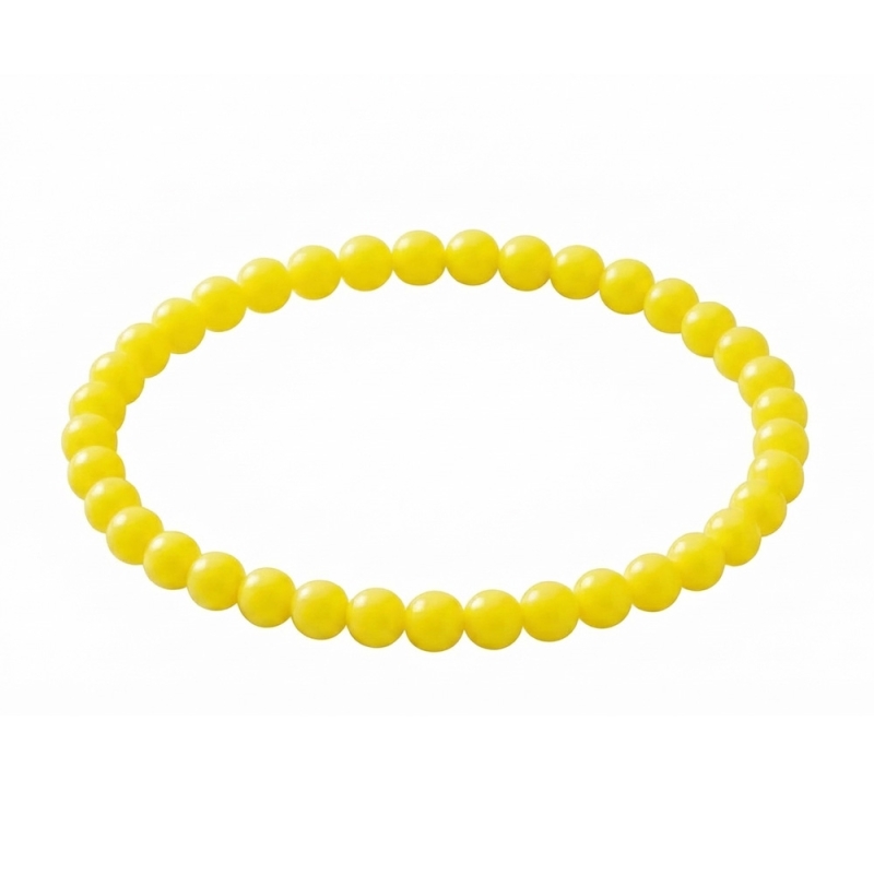Yellow 6mm Beaded Bracelet with Glossy Yellow Acrylic Beads, Handmade Colourful Jewellery