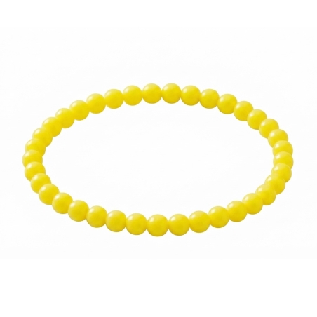 Yellow 6mm Beaded Bracelet with Glossy Yellow Acrylic Beads, Handmade Colourful Jewellery