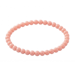 Apricot 6mm Beaded Bracelet with Glossy Apricot Acrylic Beads, Handmade Peach-Tone Jewellery