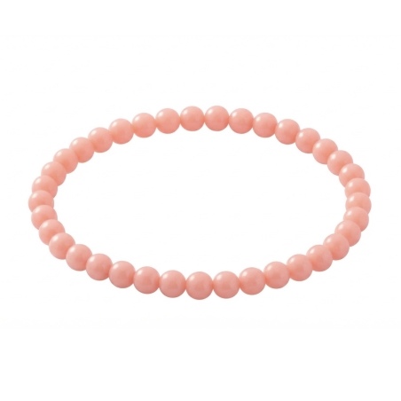 Apricot 6mm Beaded Bracelet with Glossy Apricot Acrylic Beads, Handmade Peach-Tone Jewellery