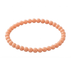 Peach 6mm Beaded Bracelet with Glossy Peach Acrylic Beads, Handmade Pastel Jewellery