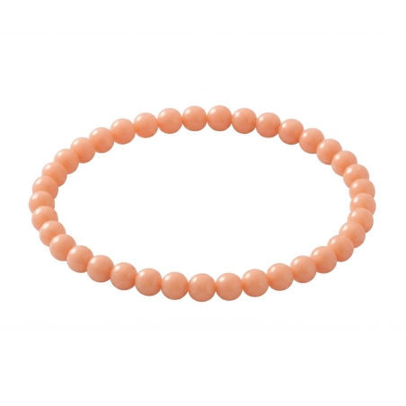 Peach 6mm Beaded Bracelet with Glossy Peach Acrylic Beads, Handmade Pastel Jewellery
