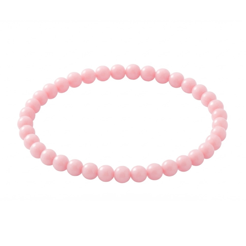 Pale Pink 6mm Beaded Bracelet with Glossy Pale Pink Acrylic Beads, Handmade Blush Pink Jewellery