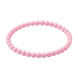 Baby Pink 6mm Beaded Bracelet with Glossy Acrylic Beads, Handmade Pink Jewellery