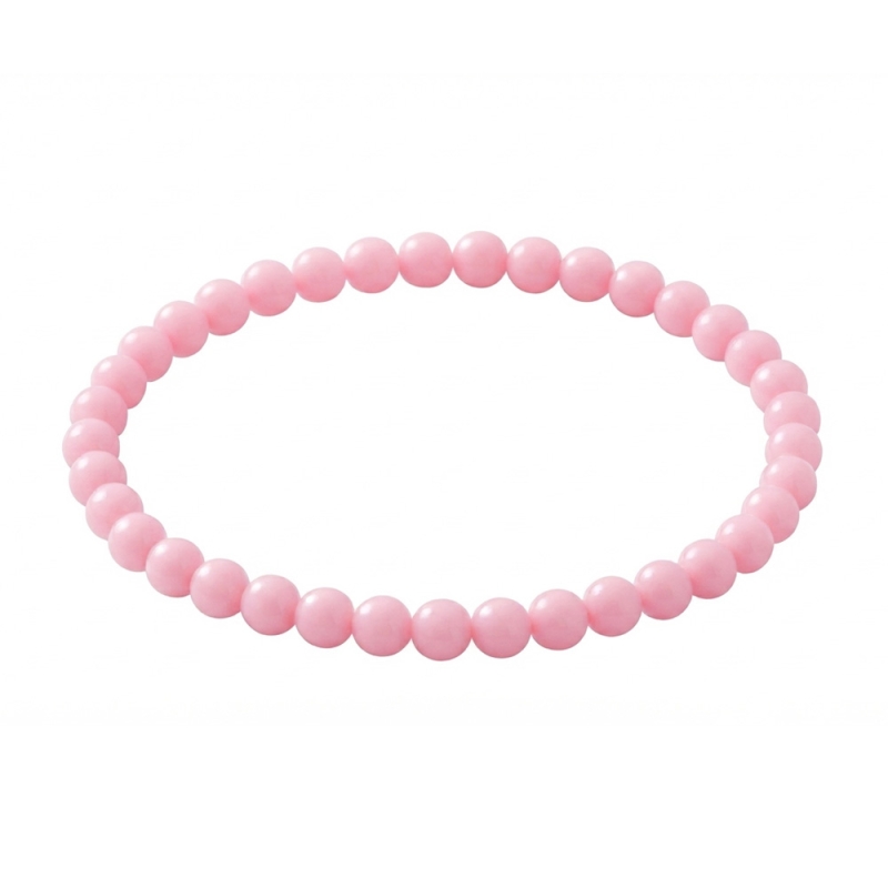 Baby Pink 6mm Beaded Bracelet with Glossy Acrylic Beads, Handmade Pink Jewellery