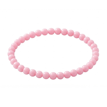 Baby Pink 6mm Beaded Bracelet with Glossy Acrylic Beads, Handmade Pink Jewellery