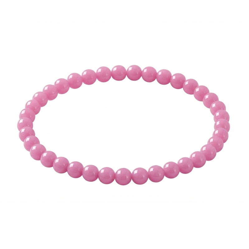 Light Pink 6mm Beaded Bracelet with Glossy Acrylic Beads, Handmade Pastel Pink Jewellery