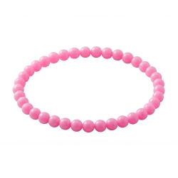 Pink 6mm Beaded Bracelet with Glossy Acrylic Beads, Handmade Bright Pink Jewellery