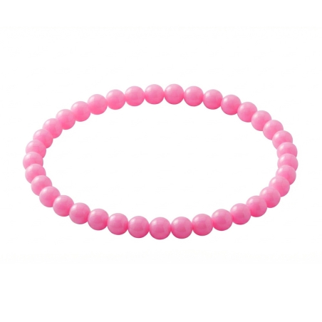 Pink 6mm Beaded Bracelet with Glossy Acrylic Beads, Handmade Bright Pink Jewellery
