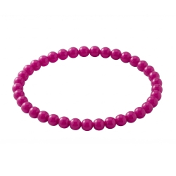 Fuchsia 6mm Beaded Bracelet with Glossy Acrylic Beads, Handmade Bright Pink Purple Jewellery