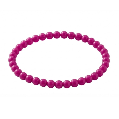 Fuchsia 6mm Beaded Bracelet with Glossy Acrylic Beads, Handmade Bright Pink Purple Jewellery