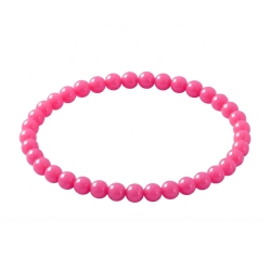 Raspberry 6mm Beaded Bracelet with Glossy Acrylic Beads, Handmade Berry Pink Jewellery