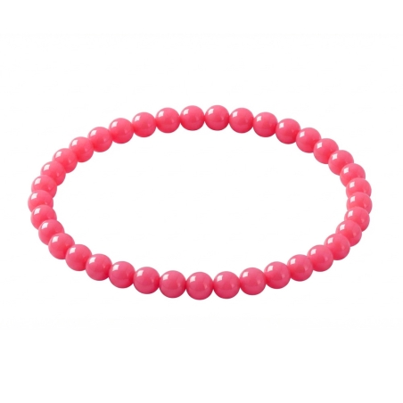 Coral 6mm Beaded Bracelet with Glossy Acrylic Beads, Handmade Summer Colour Jewellery