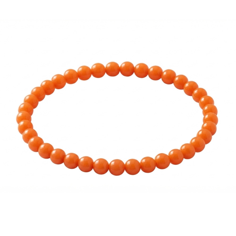 Orange 6mm Beaded Bracelet with Glossy Acrylic Beads, Handmade Warm Orange Jewellery