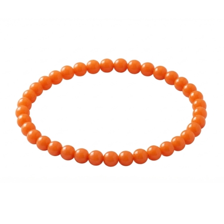 Orange 6mm Beaded Bracelet with Glossy Acrylic Beads, Handmade Warm Orange Jewellery