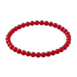 Red 6mm Beaded Bracelet with Glossy Acrylic Beads, Handmade Red Jewellery