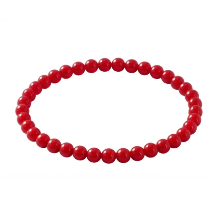 Red 6mm Beaded Bracelet with Glossy Acrylic Beads, Handmade Red Jewellery