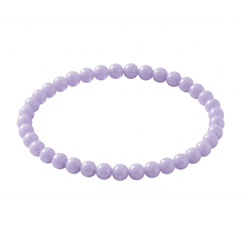 Lavender 6mm Beaded Bracelet with Glossy Acrylic Beads, Handmade Pastel Purple Jewellery