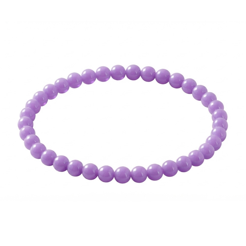 Lilac 6mm Beaded Bracelet with Glossy Acrylic Beads, Handmade Soft Purple Jewellery
