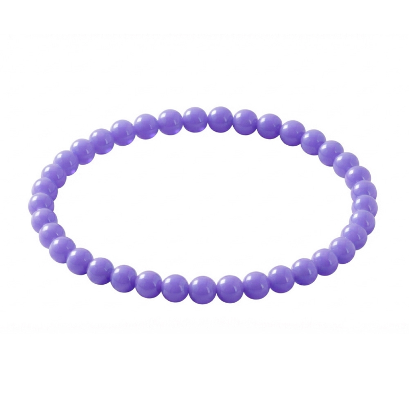 Violet 6mm Beaded Bracelet with Glossy Acrylic Beads, Handmade Purple Jewellery