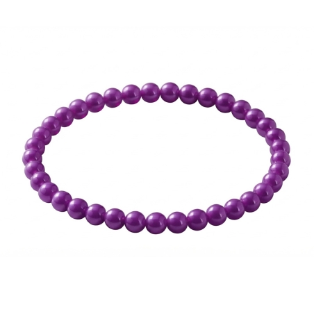 Plum Purple 6mm Beaded Bracelet with Glossy Acrylic Beads, Handmade Deep Purple Jewellery