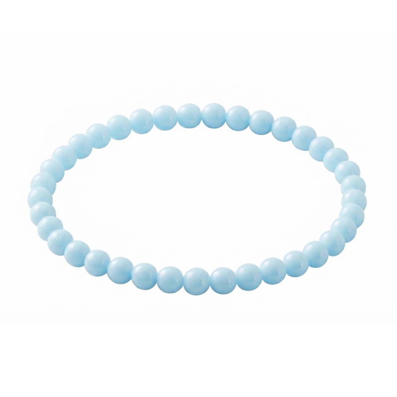 Baby Blue 6mm Beaded Bracelet with Glossy Acrylic Beads, Handmade Pastel Blue Jewellery