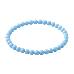 Light Blue 6mm Beaded Bracelet with Glossy Acrylic Beads, Handmade Blue Jewellery