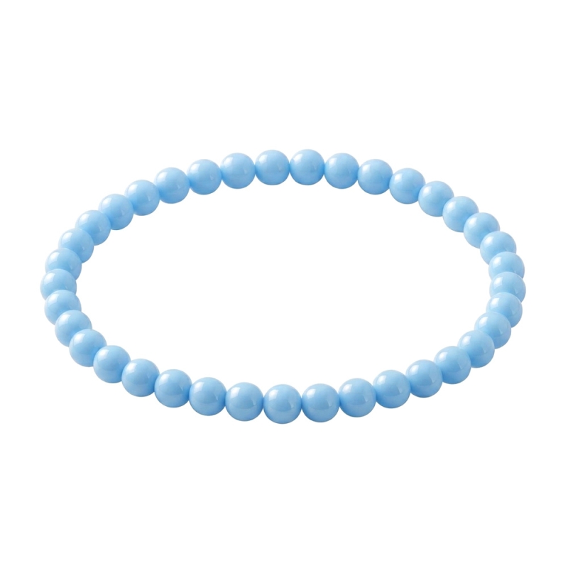 Light Blue 6mm Beaded Bracelet with Glossy Acrylic Beads, Handmade Blue Jewellery