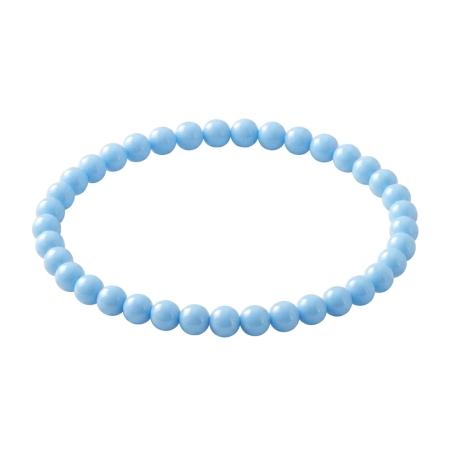 Light Blue 6mm Beaded Bracelet with Glossy Acrylic Beads, Handmade Blue Jewellery