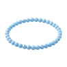 Light Blue 6mm Beaded Bracelet with Glossy Acrylic Beads, Handmade Blue Jewellery