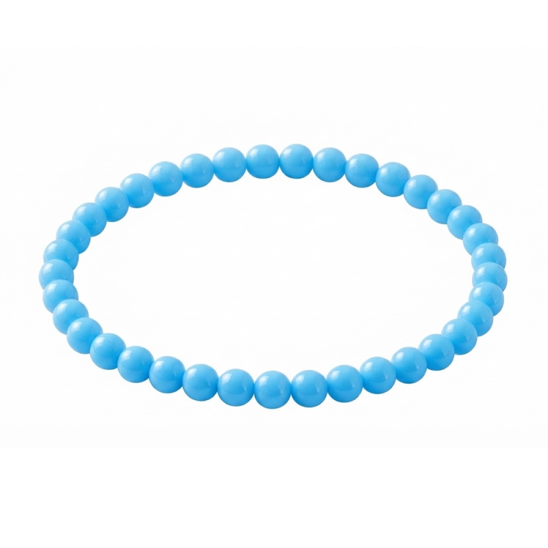 Blue 6mm Beaded Bracelet with Glossy Acrylic Beads, Handmade Classic Blue Jewellery