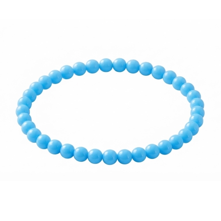 Blue 6mm Beaded Bracelet with Glossy Acrylic Beads, Handmade Classic Blue Jewellery