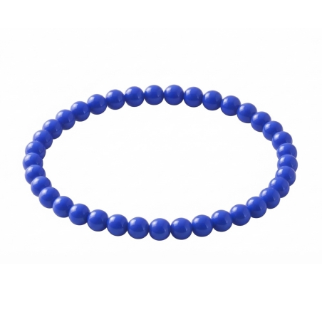 Royal Blue 6mm Beaded Bracelet with Glossy Acrylic Beads, Handmade Bold Blue Jewellery