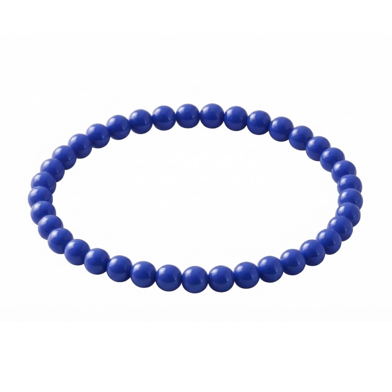 Dark Blue 6mm Beaded Bracelet with Glossy Acrylic Beads, Handmade Deep Blue Jewellery