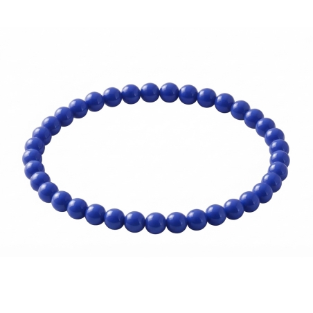 Dark Blue 6mm Beaded Bracelet with Glossy Acrylic Beads, Handmade Deep Blue Jewellery