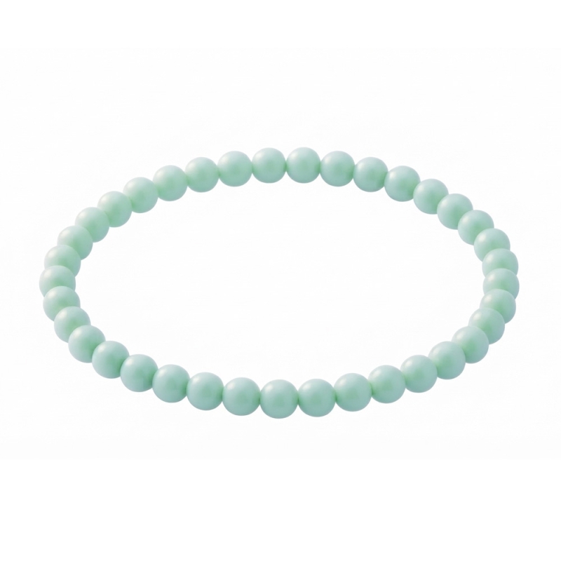 Light Aqua 6mm Beaded Bracelet with Glossy Acrylic Beads, Handmade Pastel Blue Green Jewellery
