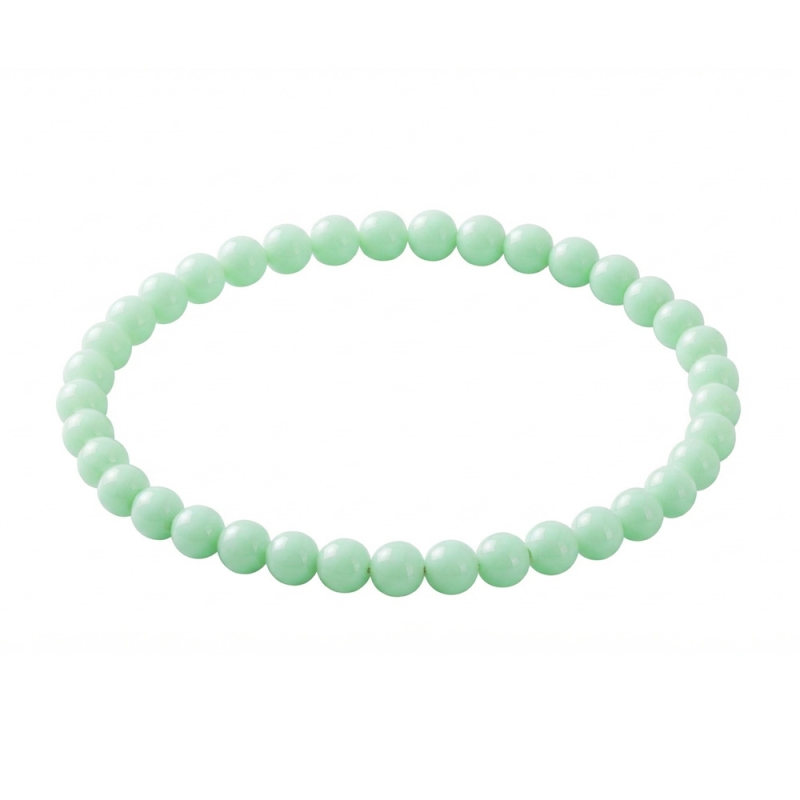 Mint Green 6mm Beaded Bracelet with Glossy Acrylic Beads, Handmade Fresh Green Jewellery