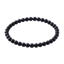 Black 6mm Beaded Bracelet with Glossy Acrylic Beads, Handmade Minimalist Black Jewellery