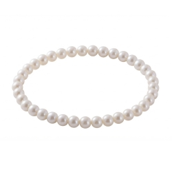White Pearl 6mm Beaded Bracelet with Pearlescent Acrylic Beads, Handmade Elegant Jewellery