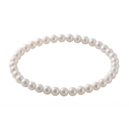 White Pearl 6mm Beaded Bracelet with Pearlescent Acrylic Beads, Handmade Elegant Jewellery