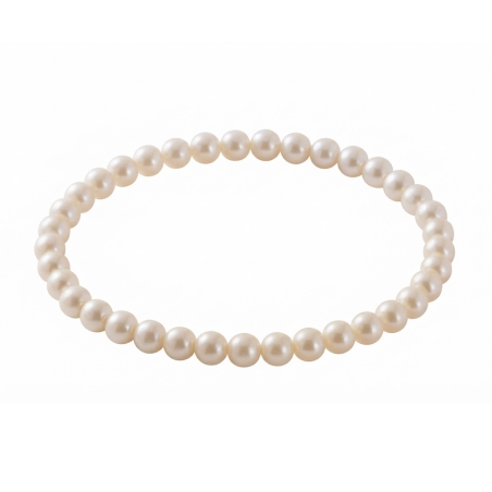 Ivory Pearl 6mm Beaded Bracelet with Creamy Pearlescent Acrylic Beads, Handmade Jewellery