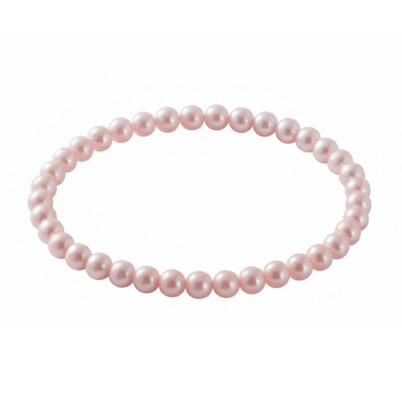 Peach Pearl 6mm Beaded Bracelet with Soft Peach Pearlescent Acrylic Beads