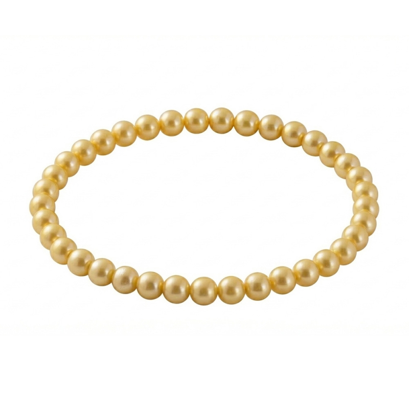 Light Gold Pearl 6mm Beaded Bracelet with Golden Pearlescent Acrylic Beads