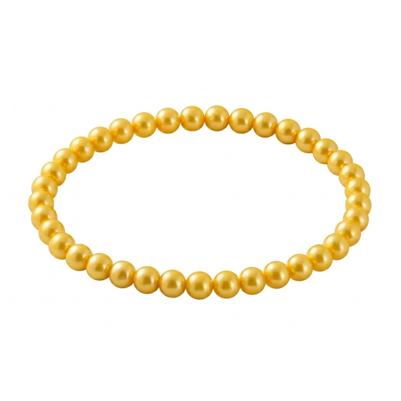 Yellow Pearl 6mm Beaded Bracelet with Bright Yellow Pearlescent Acrylic Beads