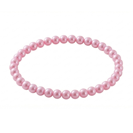 Candy Pink Pearl 6mm Beaded Bracelet with Bright Pink Pearlescent Acrylic Beads