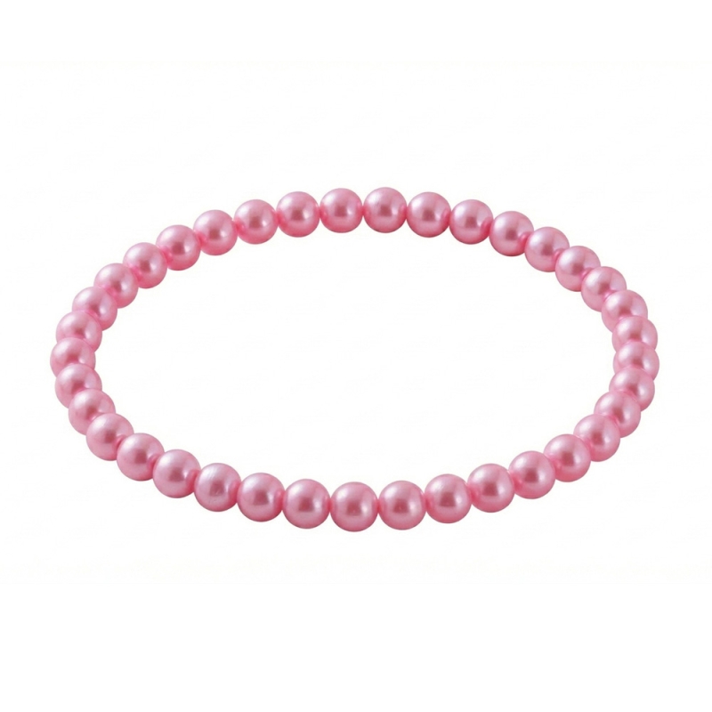 Pink Pearl 6mm Beaded Bracelet with Pink Pearlescent Acrylic Beads