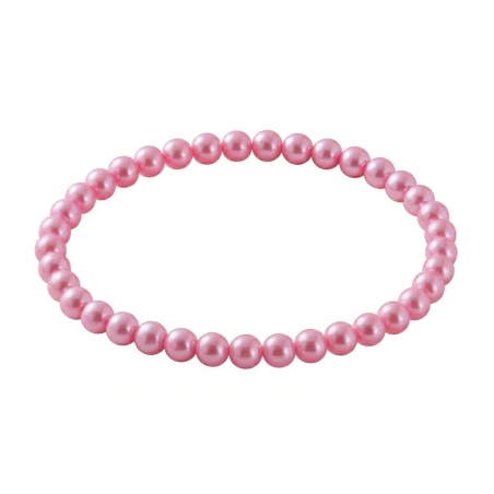 Pink Pearl 6mm Beaded Bracelet with Pink Pearlescent Acrylic Beads