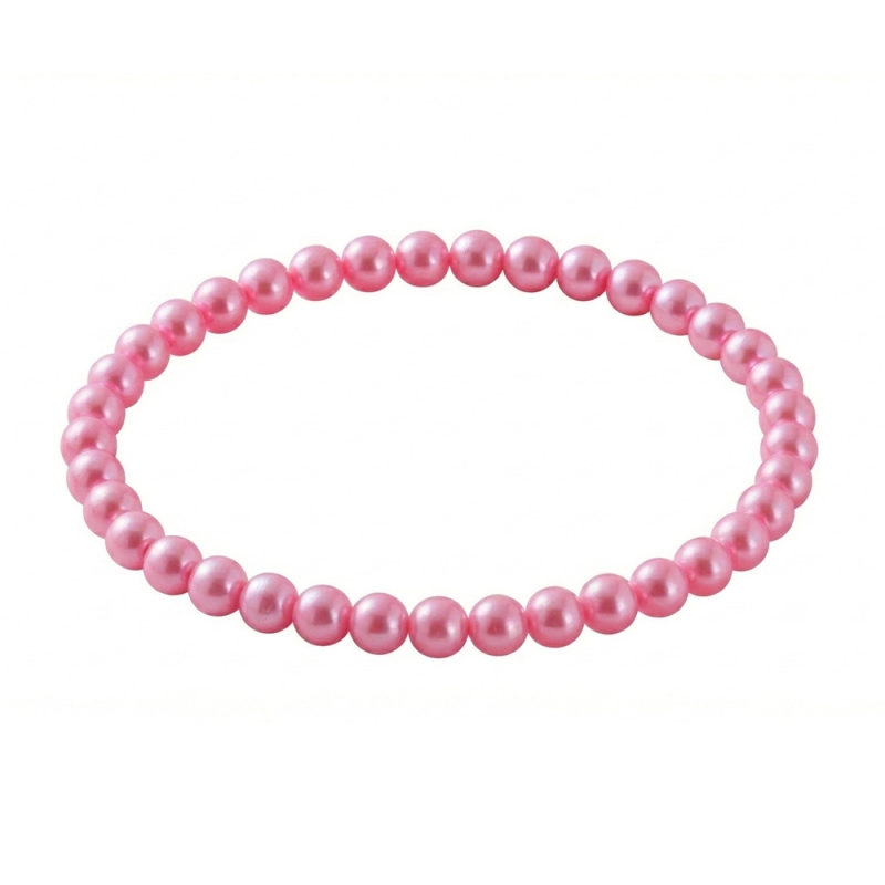 Rose Pink Pearl 6mm Beaded Bracelet with Rosy Pink Pearlescent Acrylic Beads