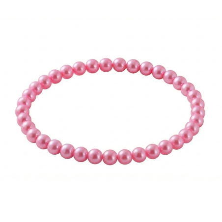 Rose Pink Pearl 6mm Beaded Bracelet with Rosy Pink Pearlescent Acrylic Beads